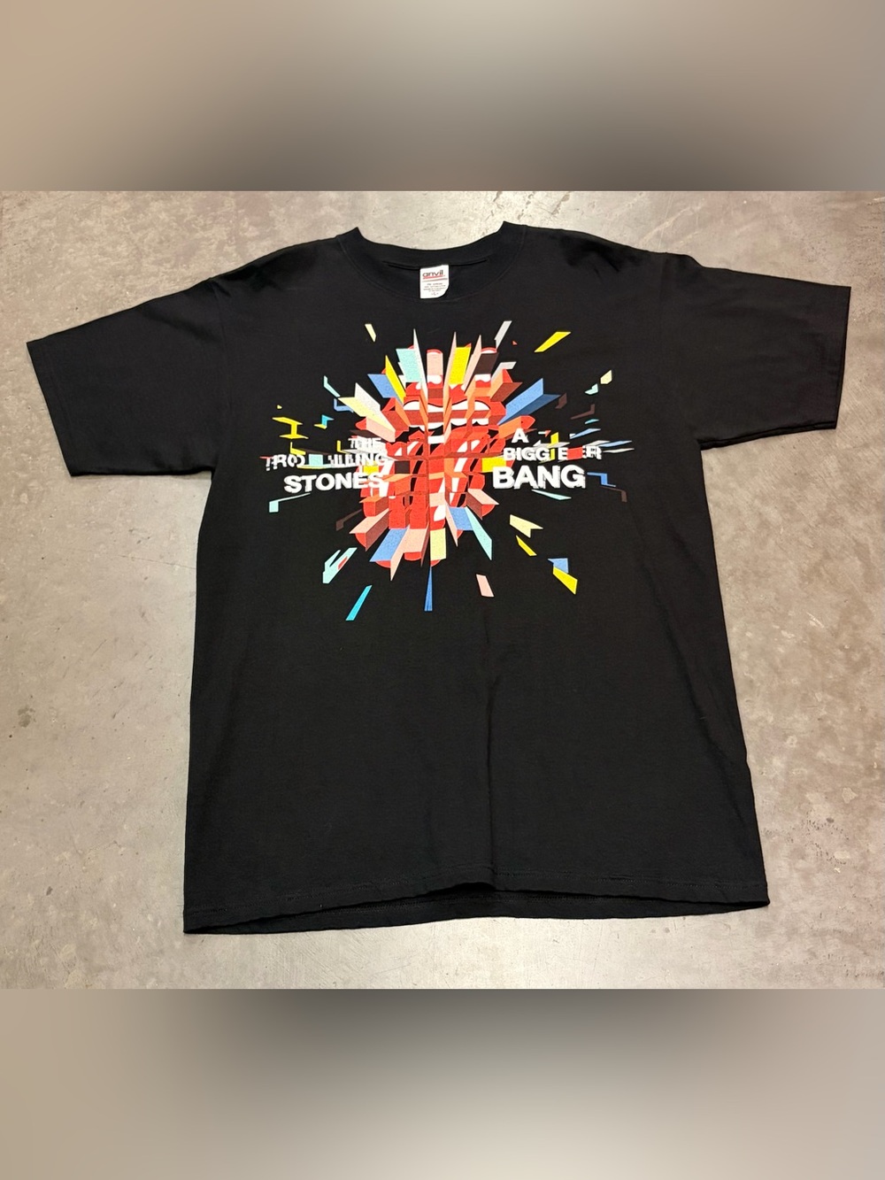 The Rolling Stones 2006 A Bigger Bang Tour Anvil Black Graphic Tee Large